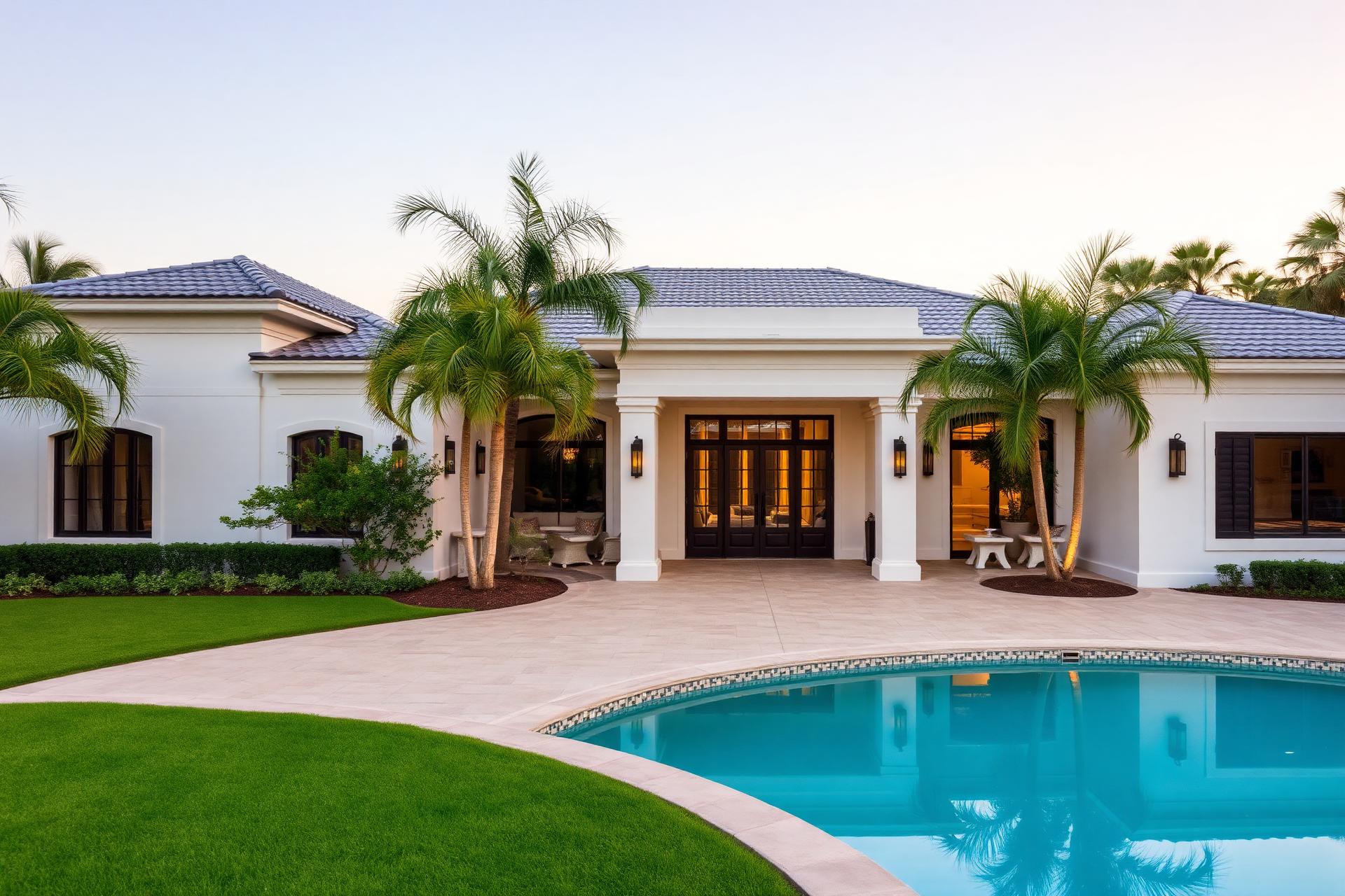 Beautifully renovated Florida home at twilight